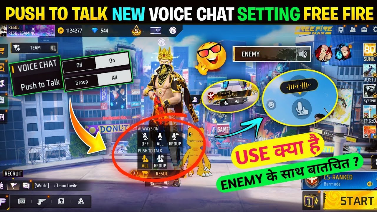 Push To Talk Mic Setting Free Fire🤯 | How To Use Push To Talk Setting | New Voice Chat Free Fire Max