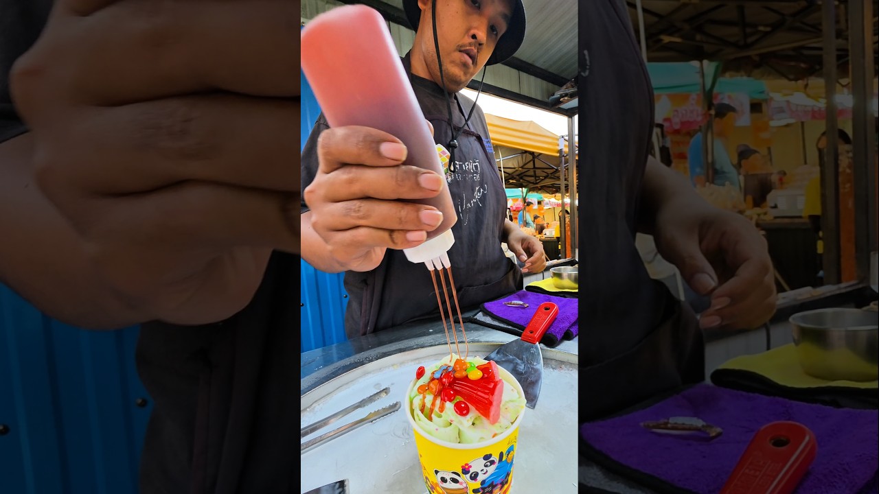 Thai Rolled Ice Cream Street Food in Bangkok  #Bangkok #StreetFood #SaiTaiCenter #foodie