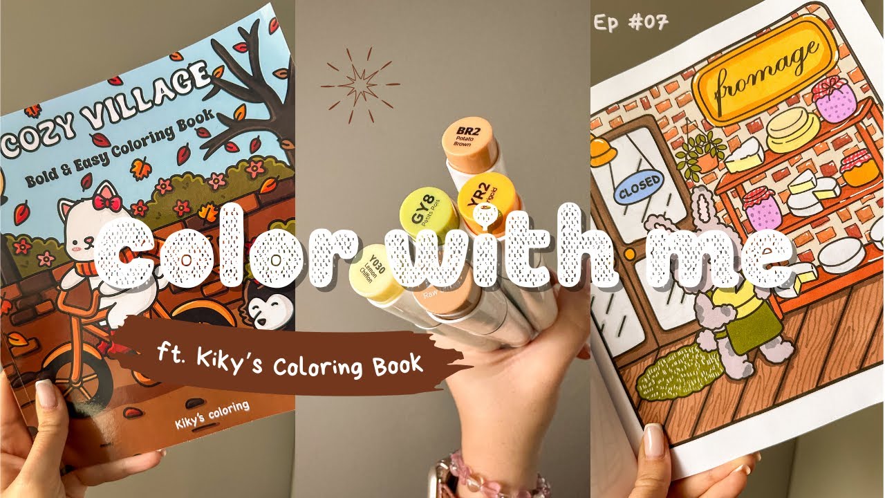 color with me (asmr) | cozy village | Kiky's Coloring book | ohuhu markers
