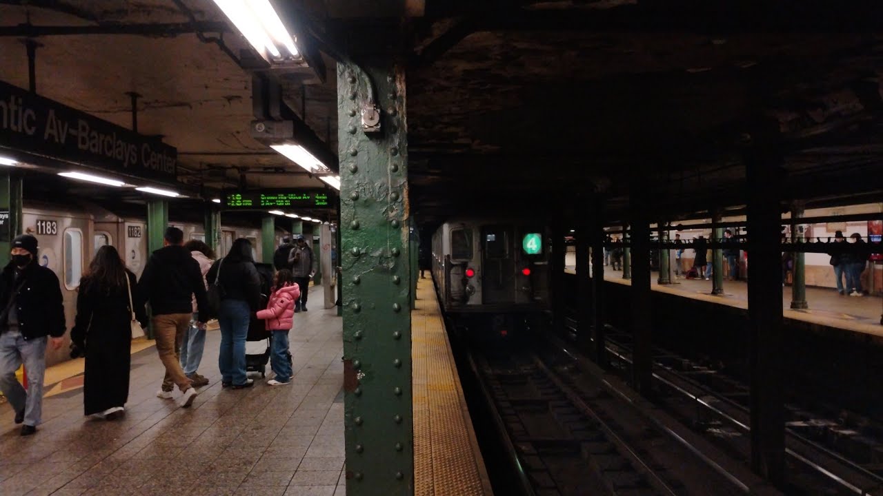 R62A #1728 (4) + R142 #1182 (4) leaving Atlantic Avenue - Barclays Center 