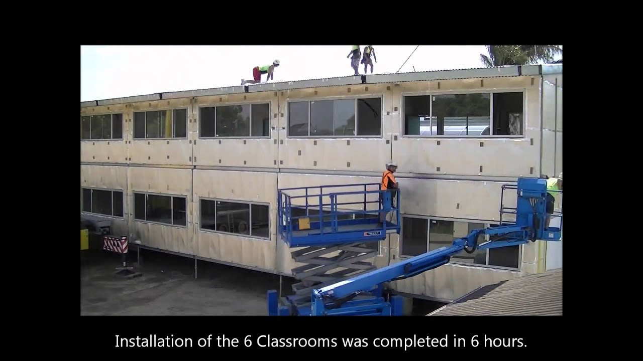 2 DAY MODULAR SCHOOL CONSTRUCTION COMPLETE .avi