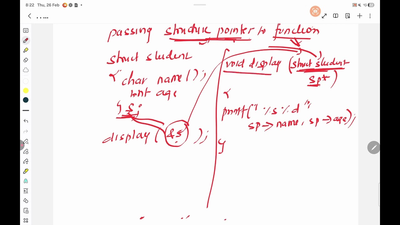 PASSING STRUCTURE POINTER TO FUNCTION 