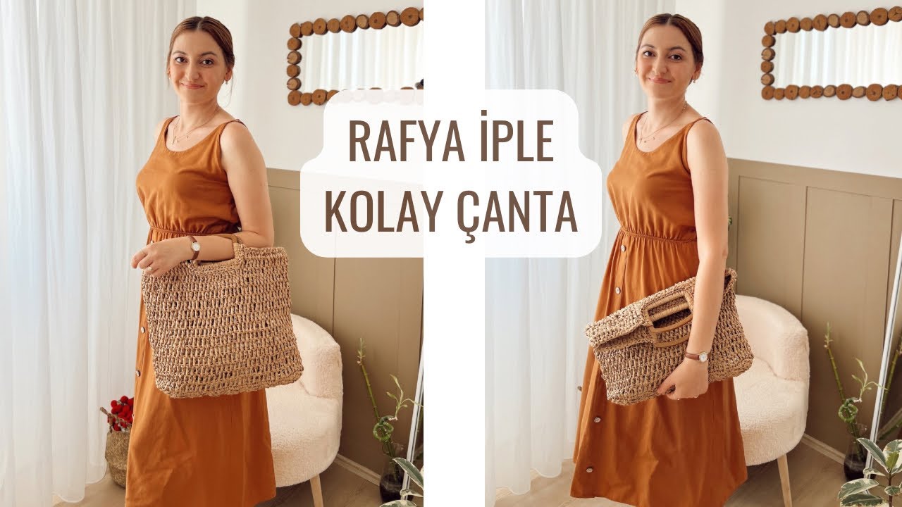 ÖRGÜYE YENİ BAŞLAYANLAR İÇİN RAFYA İPLE ÇANTA YAPIMI 🌸 PLAJ ÇANTASI YAPIMI #crochet 