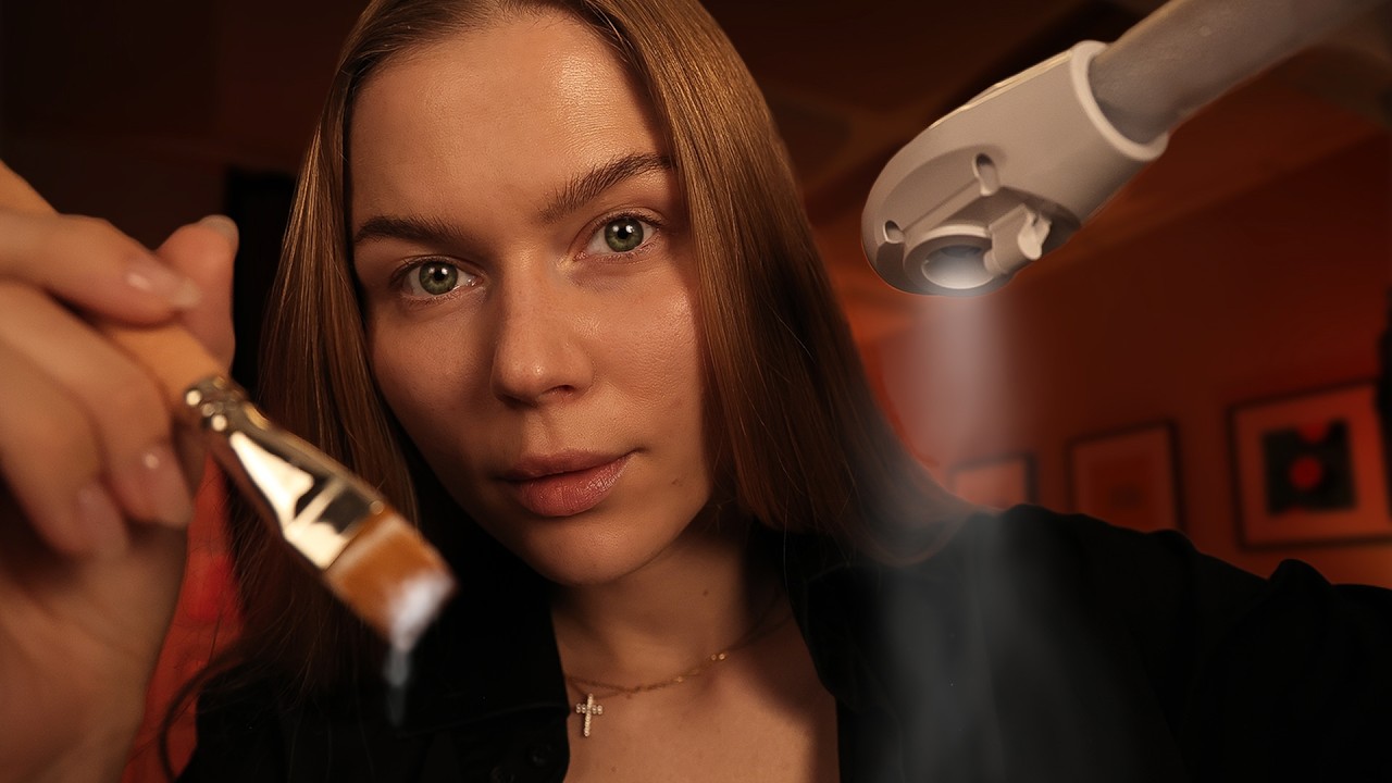 ASMR Spa Facial. Face Cleaning, Cotton Sounds & Relaxing Steam