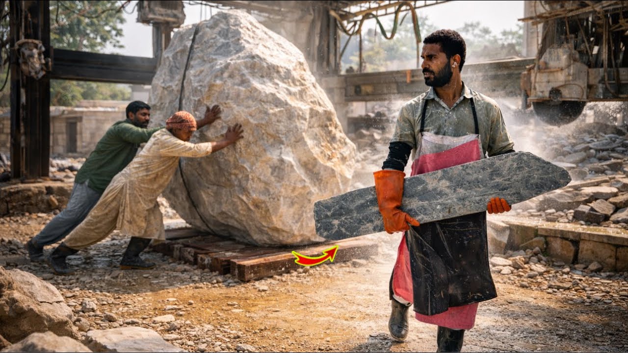 Unbelievably Turning Giant Stones into Marble Slabs