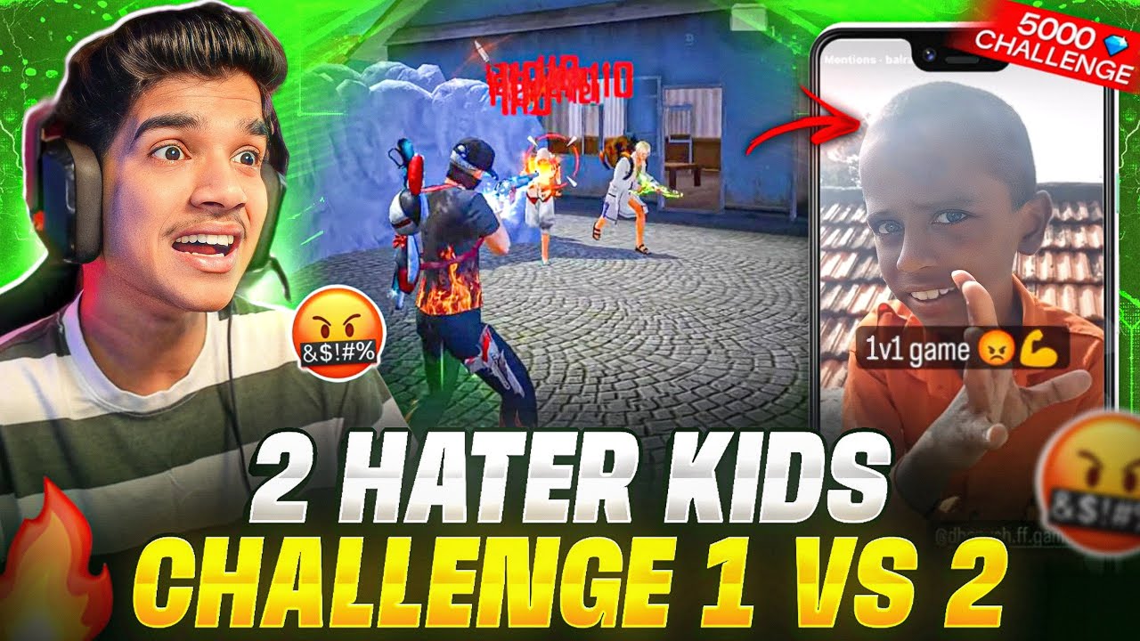 🤬 2 HATER KIDS 😨CHALLENGE ME | 1 VS 2 🔥| 5K 💎DIAMONDS | FREE FIRE IN TELUGU #dfg #freefire