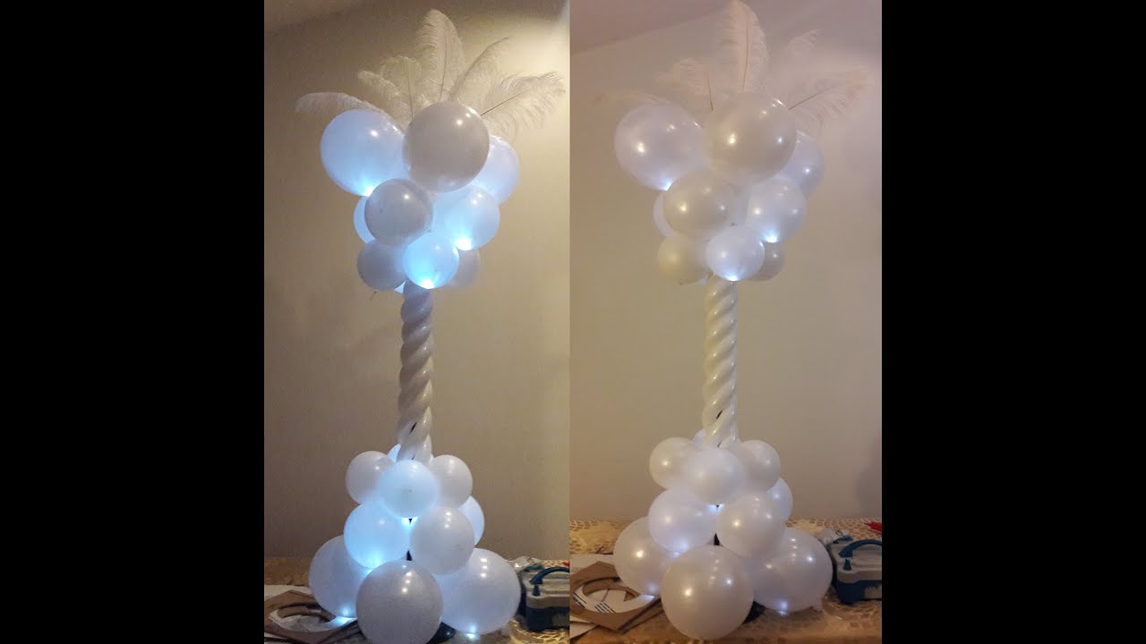 Coluna de baloes diferente com luzes e penas tutorial passo a passo