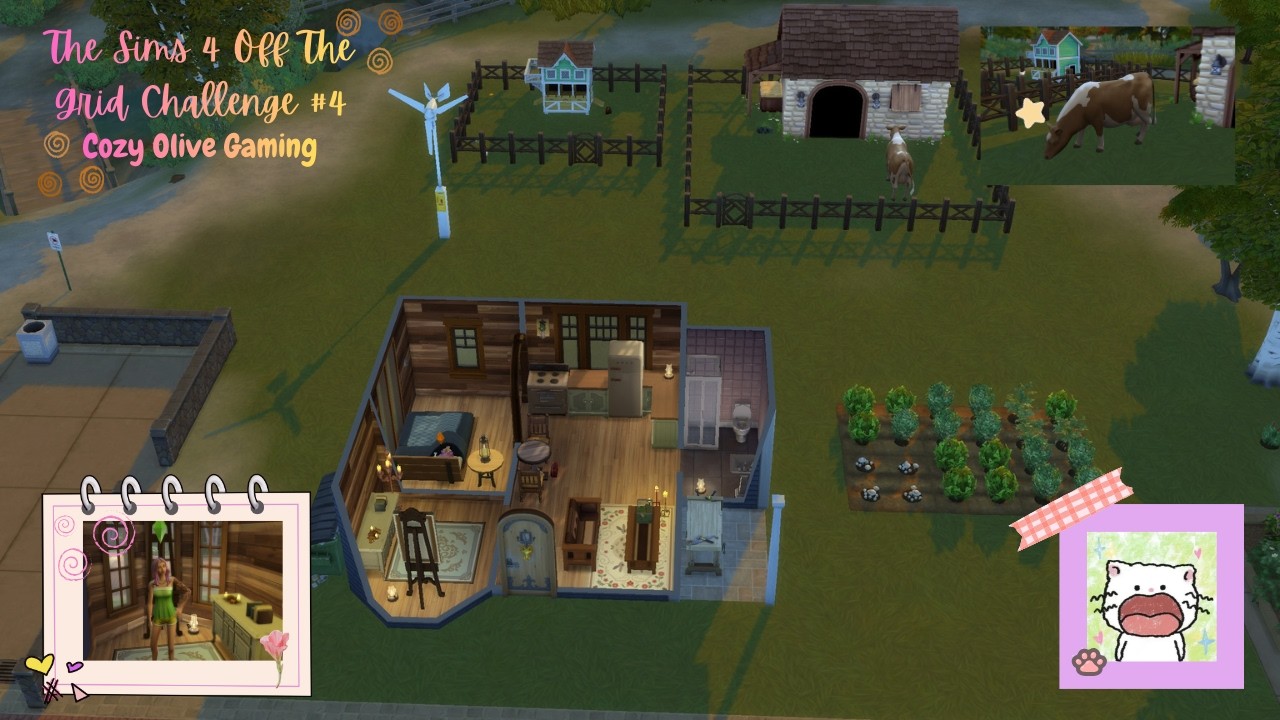 The Sims Off The Grid Challenge #4 | Going on a date, Finally got a cow, Painting, Day Trip ✨
