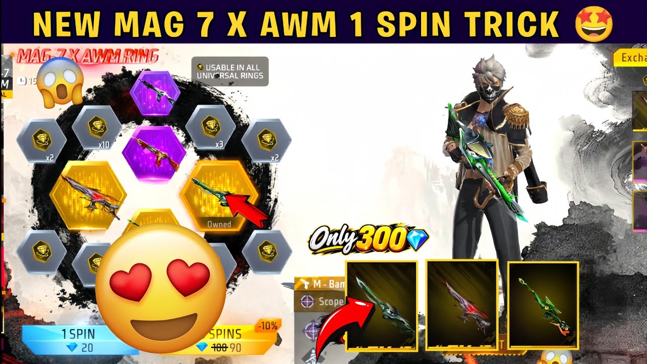 Mag 7 x Awm Ring Event | New Mag 7 X Awm One Spin Trick | Free Fire New Event 