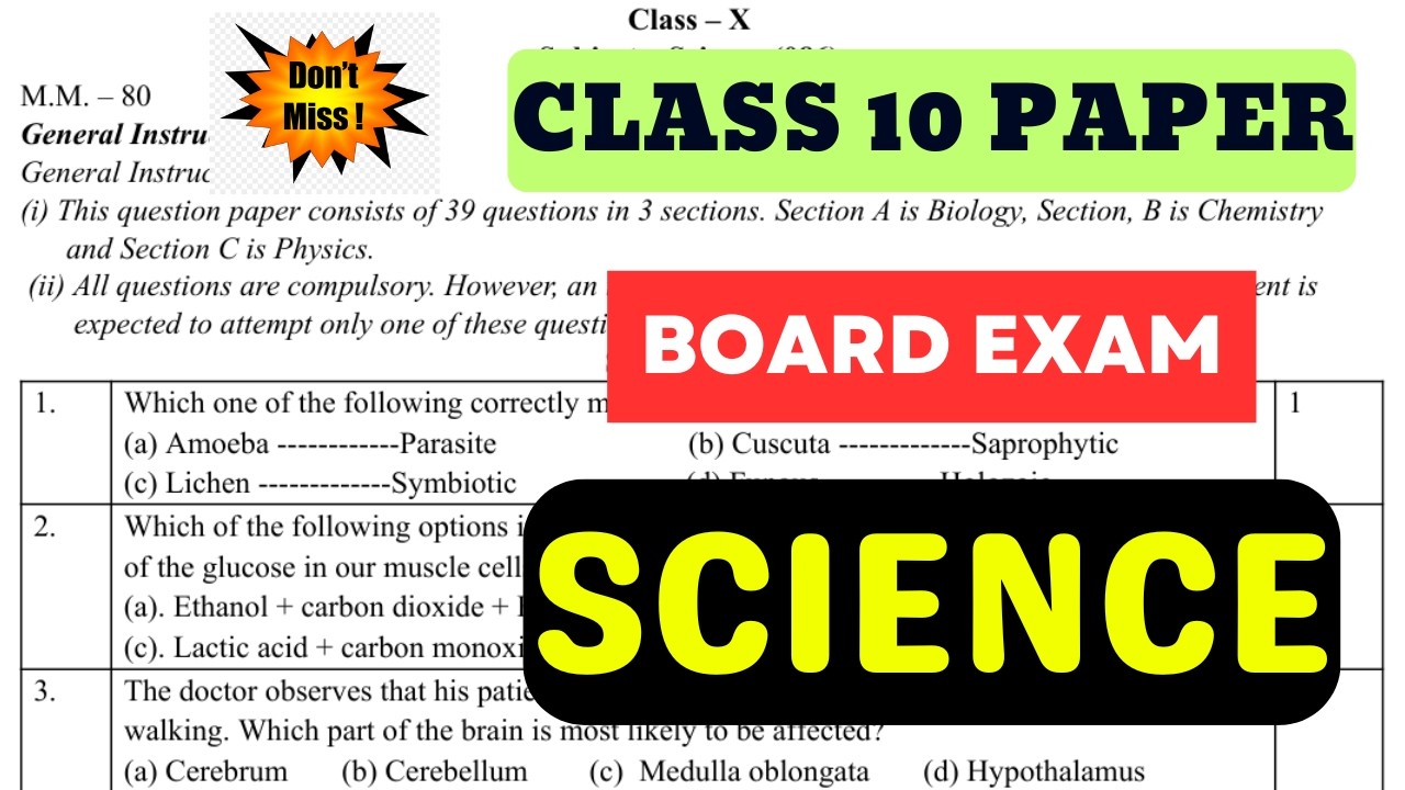 Class 10 Science Model Paper 2026 | Official Pattern | Score 80/80 in Science Exam