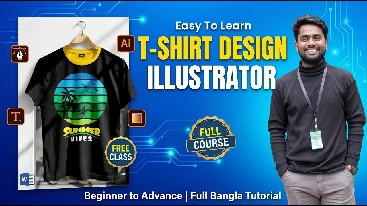Latest T-Shirt Design Illustrator Full Course | টি-শার্ট ডিজাইন শিখুন একদম শুরু থেকে। (2026)