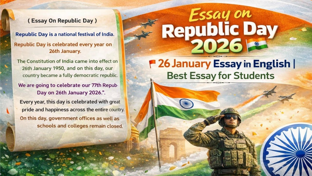 Essay on Republic Day 2026 🇮🇳 | 26 January Essay in English | Best Essay for Students