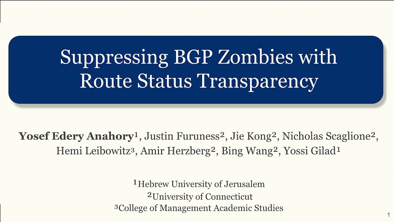 NSDI '25 - Suppressing BGP Zombies with Route Status Transparency
