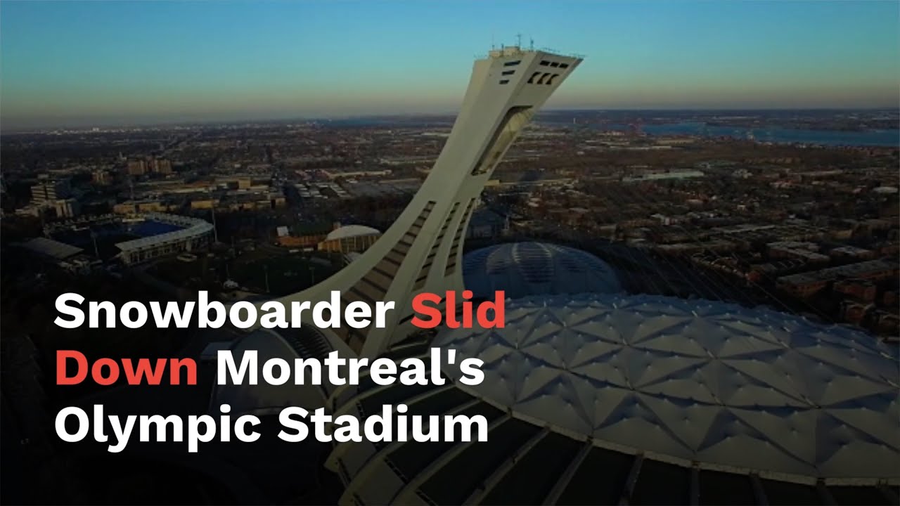 A Daredevil Snowboarded Down The Side Of Montreal's Olympic Stadium