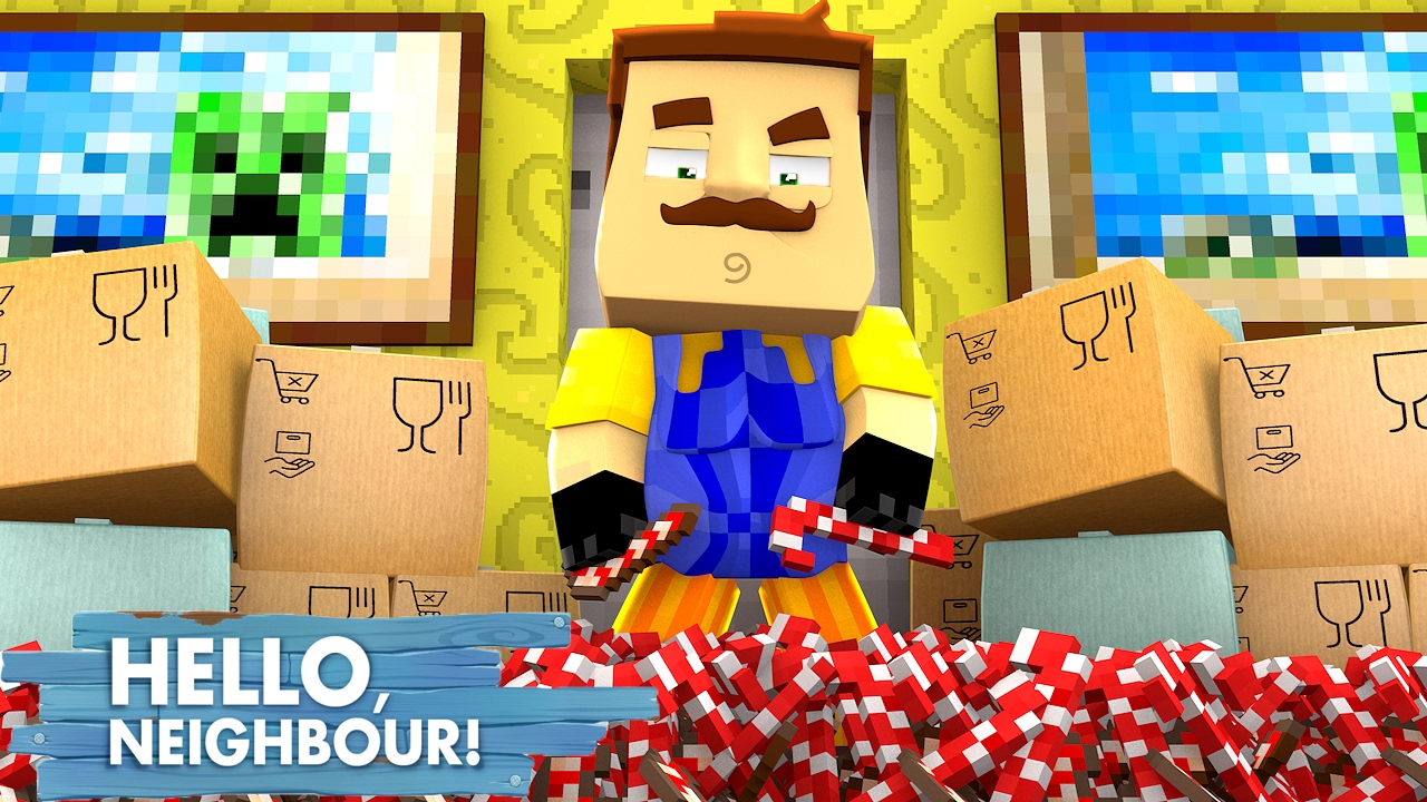Minecraft Hello Neighbour - THE NEIGHBOUR STEALS ALL THE CANDY!