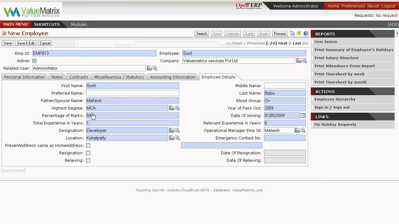 OpenERP HR Payroll Management