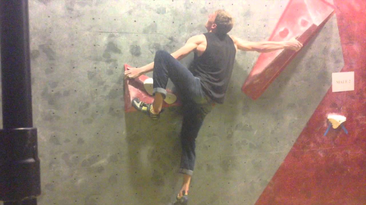 Adam Watson goes closest on men's problem 2, ASBO 15 at Climb Newcastle