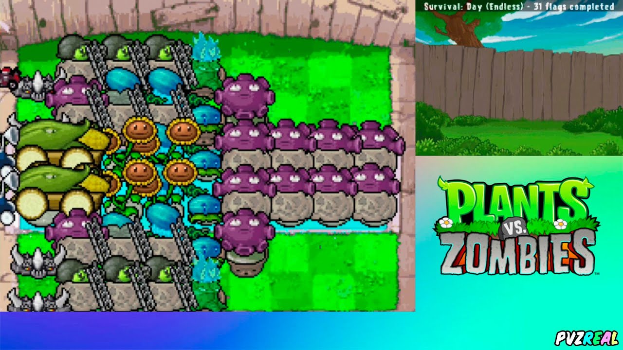 PvZ DS - Supervivencia Infinita Estrategia 6 Guisantralladoras