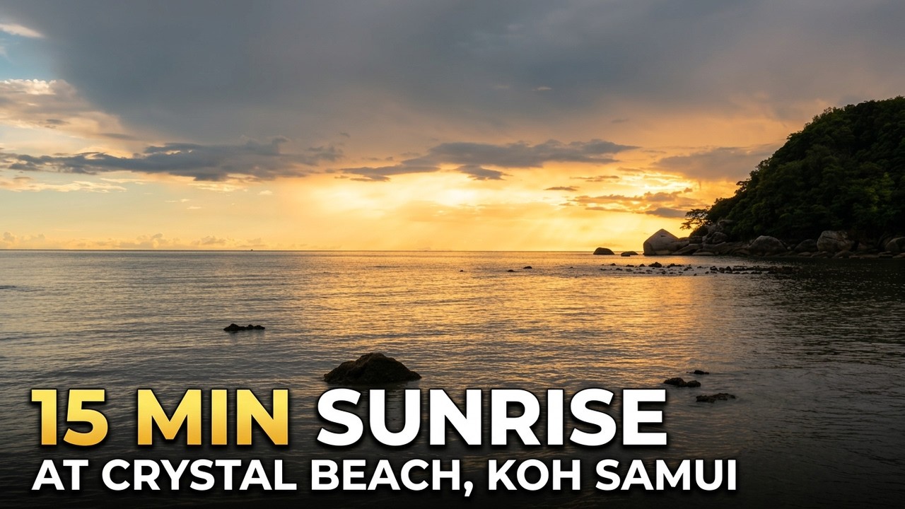 15 min Sunrise at Crystal Beach Koh Samui | Relaxing Waves and Ocean Morning Walk