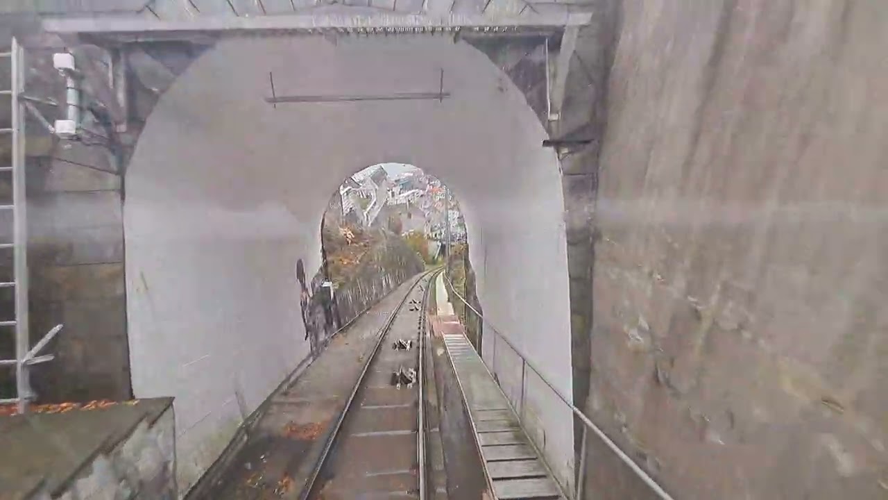 Bergen Floibanen funicular Nov 2023 Ride from the top to the bottom