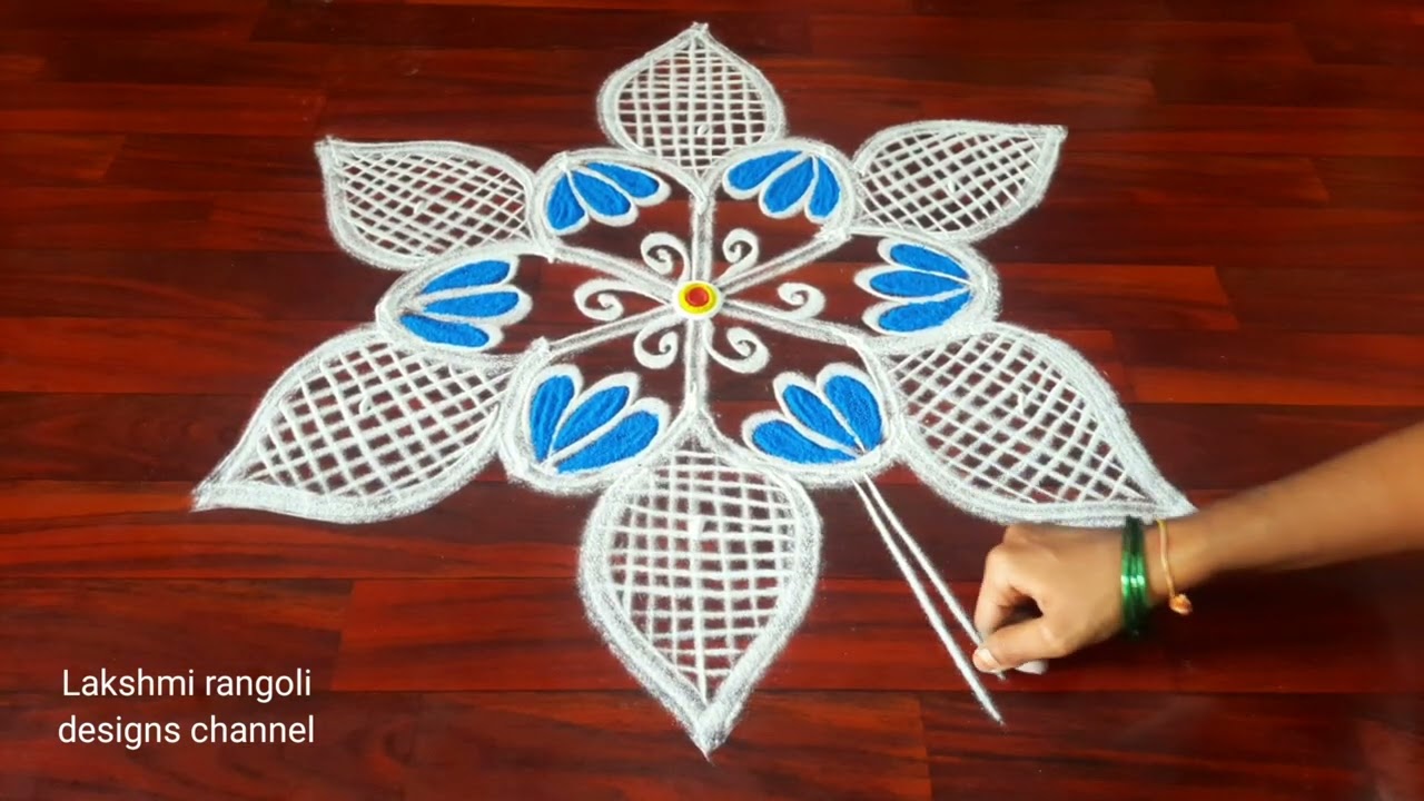 Friday muggulu Friday kolams daily easy rangoli only (5*3) dots // freehand rangoli chukkla muggulu.