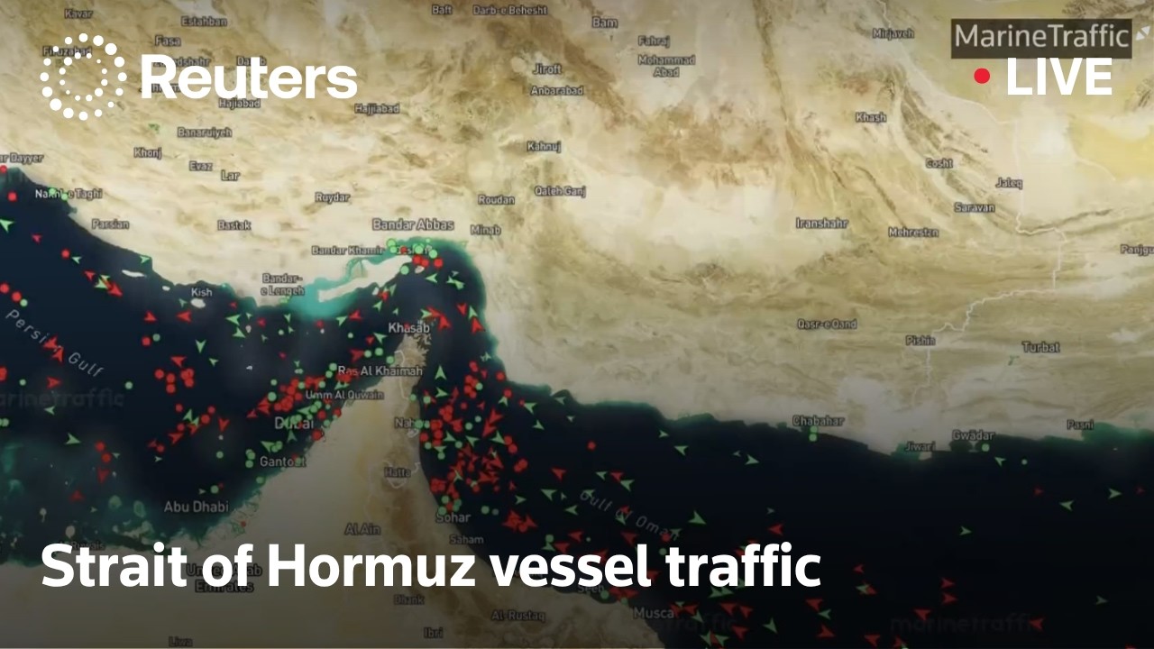 LIVE: Vessel tracker showing Strait of Hormuz