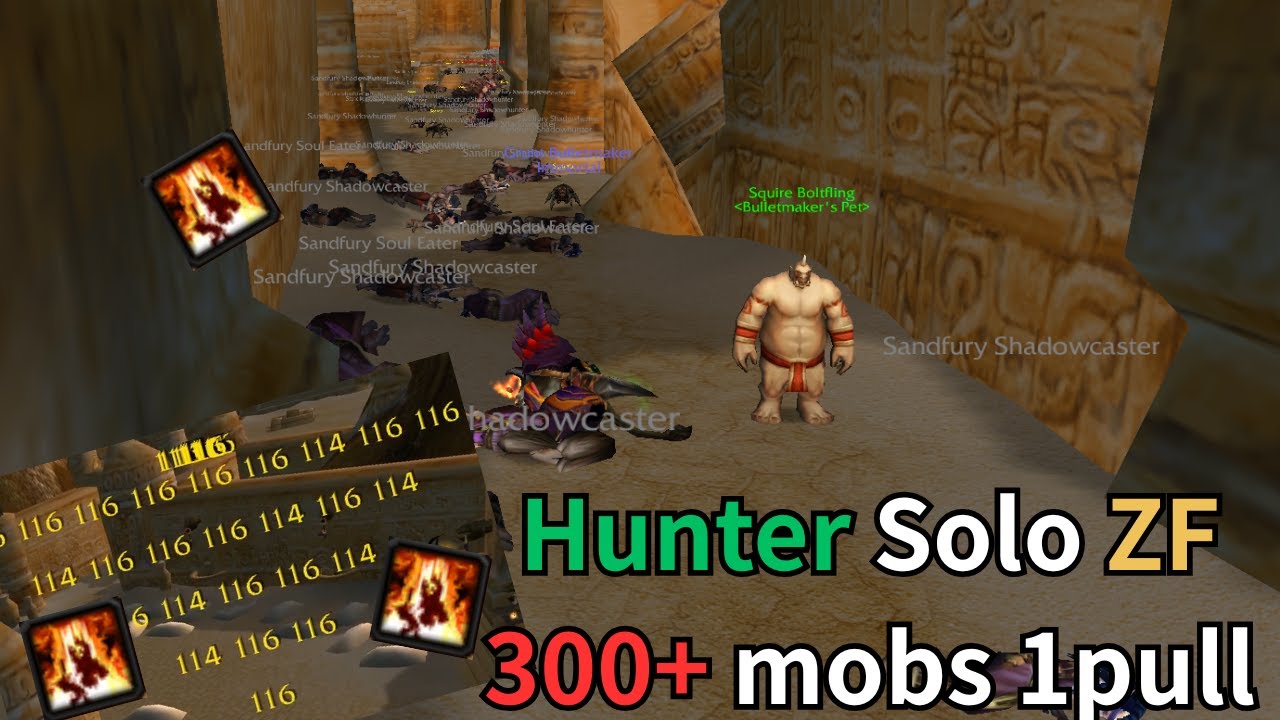 Turtle WoW - Hunter solo ZF 300+ mobs 1pull.