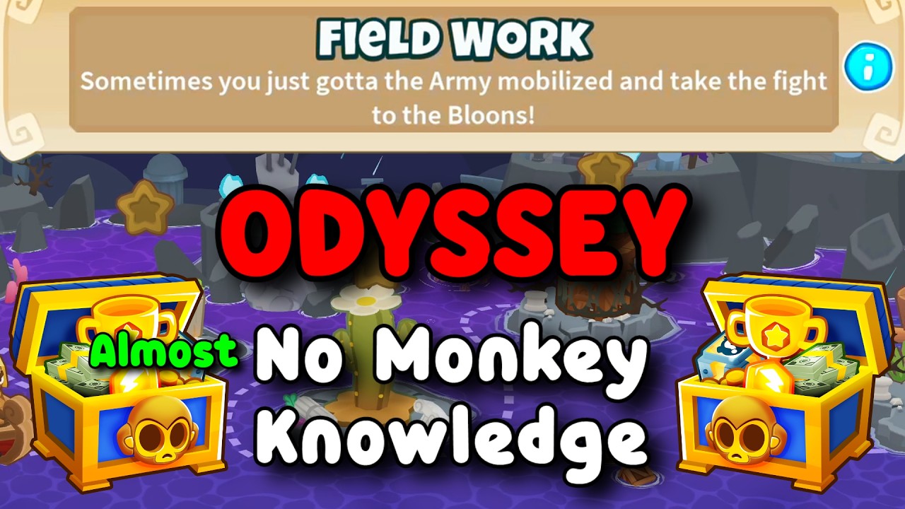 BTD6 Odyssey | Almost No Monkey Knowledge Guide | Hard Mode Tutorial | Field Work
