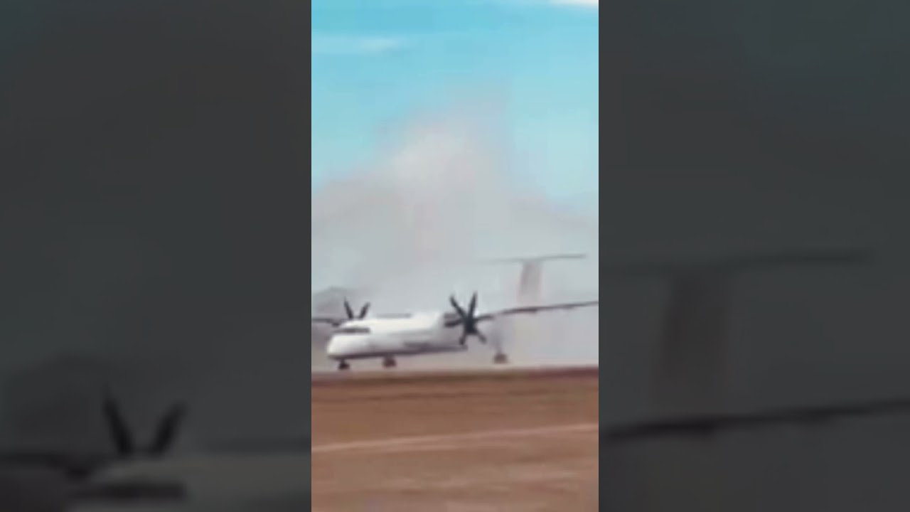 Water Canon Salute of Q400 Aircraft #shorts #shortvideo #watercanon #salute #inauguralflight