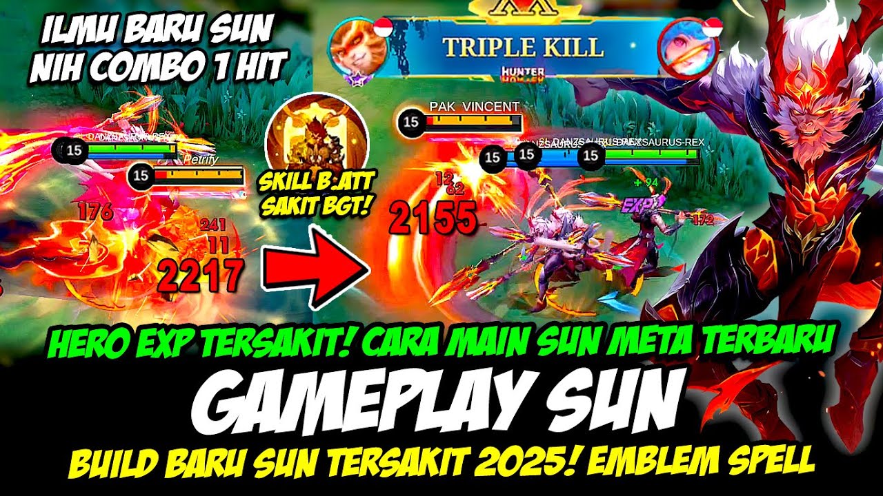 TUTORIAL SUN ILMU BARU❗CARA MAIN SUN META TERBARU❗BUILD SUN EXP TERSAKIT❗GAMEPLAY SUN TOP GLOBAL