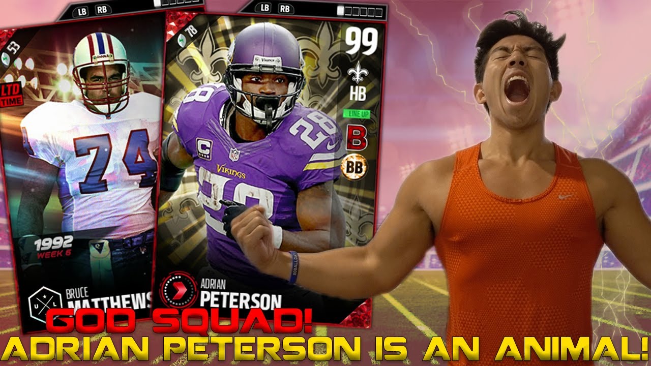 NEW 99 OVR ADRIAN PETERSON IS AN ANIMAL! UNSTOPPABLE TEAM! MADDEN 17 ULTIMATE TEAM