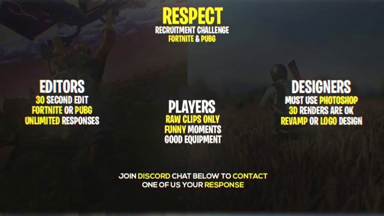 Respect: Fortnite / PUBG Recruitment Challenge