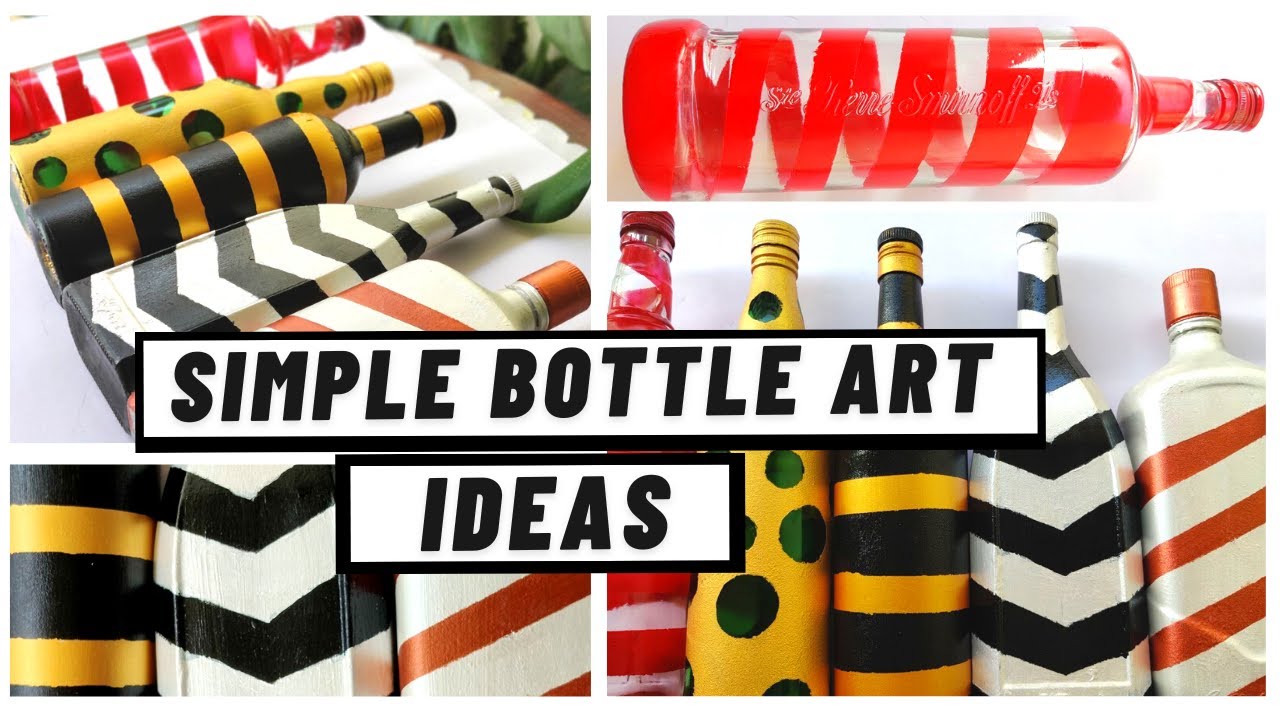Quick, Simple&Easy Bottle Art for Beginners|Masking Tape Bottle Arts|Glass Bottle Decor| Minitha