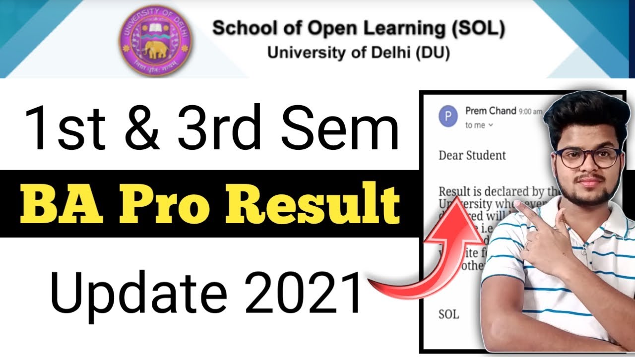 BA Pro 1st & 3rd Sem *Result Update* 2021 | DU SOL 1st & 3rd Semester Result  2021 | SOL Result