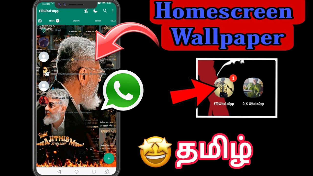 WhatsApp Homescreen wallpaper change in Tamil || WhatsApp Icon Change 🔥🤩- Bʏ 〠𝐀𝐣𝐢
