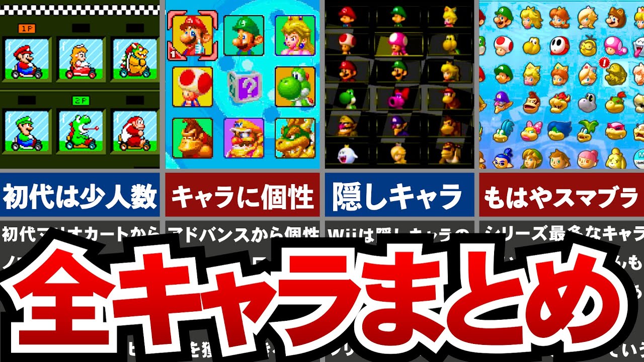 【歴代マリオカート】マリオカートに参戦した全キャラクターまとめ