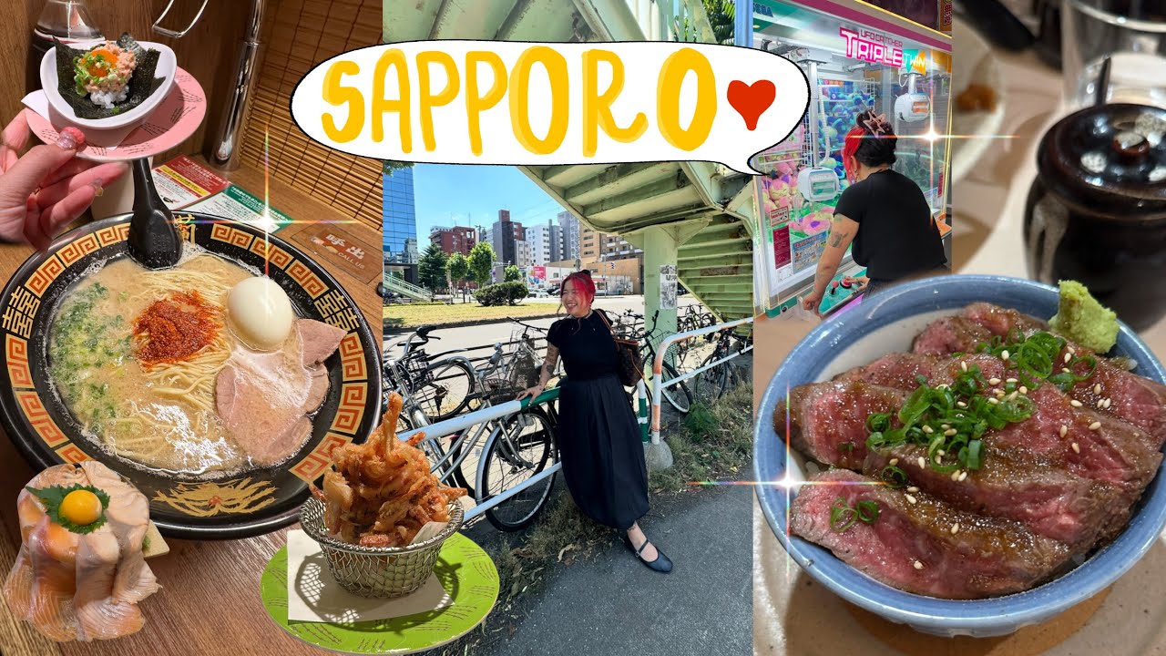 First day in Sapporo, Japan 🇯🇵 what we ate, revolving sushi, konbini runs, ichiran & wagyu bowl vlog