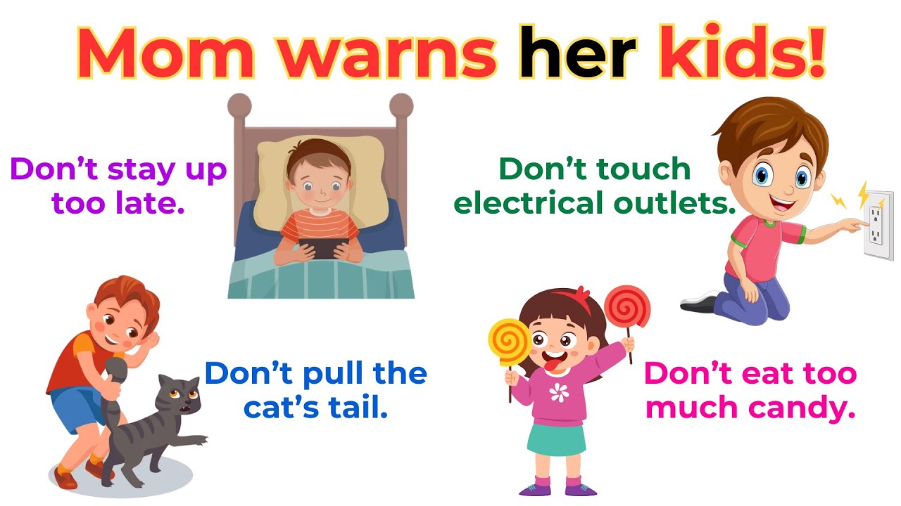 Parents Speak & Warn English With Kids | Spoken English for Kids | Daily use English Sentences