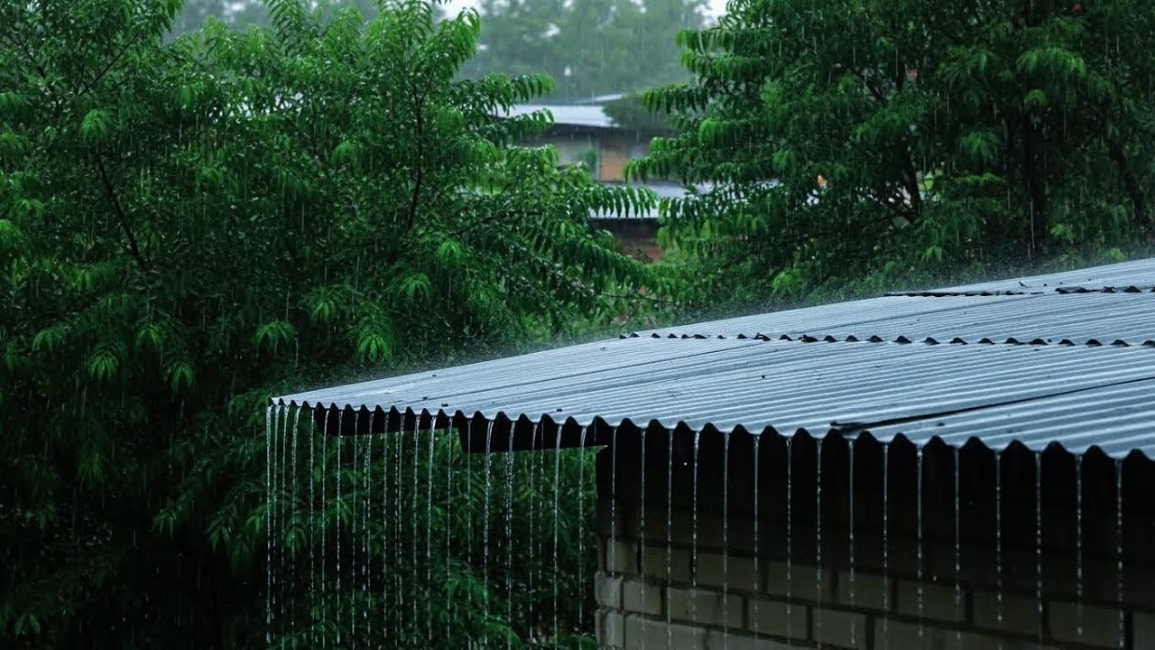 Rain Sounds on Village Roof 🌧️ Deep Sleep, Relaxing & Stress Relief