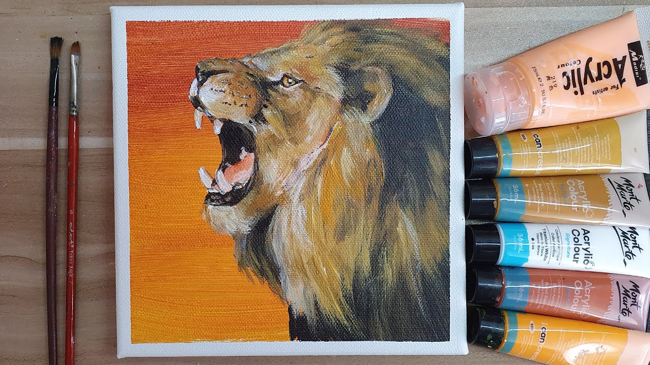 Acrylic painting / How to paint a lion / Easy painting Tutorial # 188