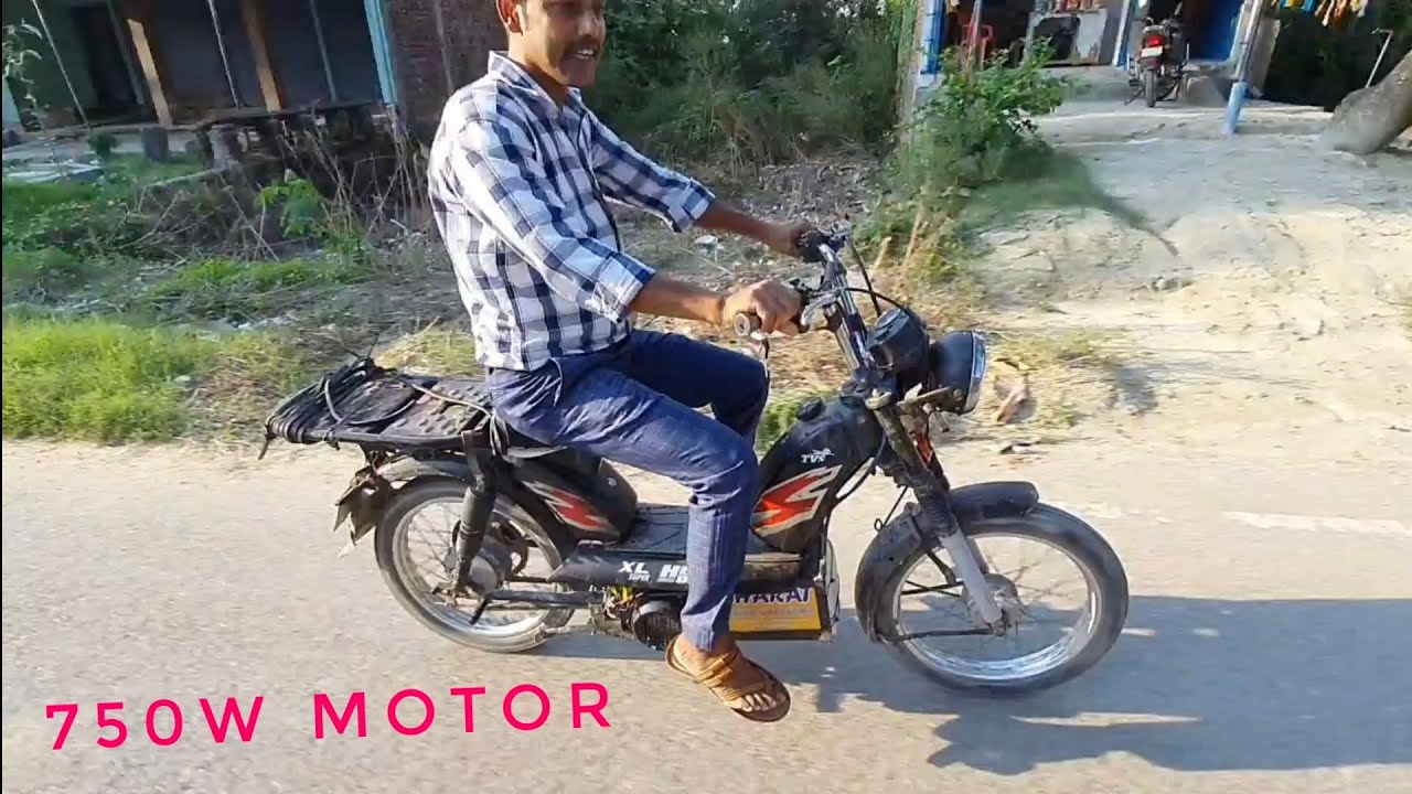 home made electric TVS XL   कम खर्च में बनाए electric bike