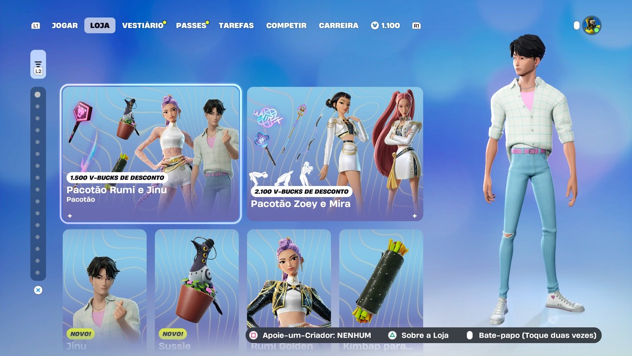 *NOVO PACOTÃO RUMI & JINU, E PACOTÃO ZOEY & MIRA!!!* - LOJA FORTNITE - 07/02/2026