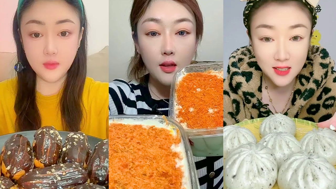 Chocolate Éclairs, Carrot-Topped Cream Dessert, and Sesame Buns Mukbang