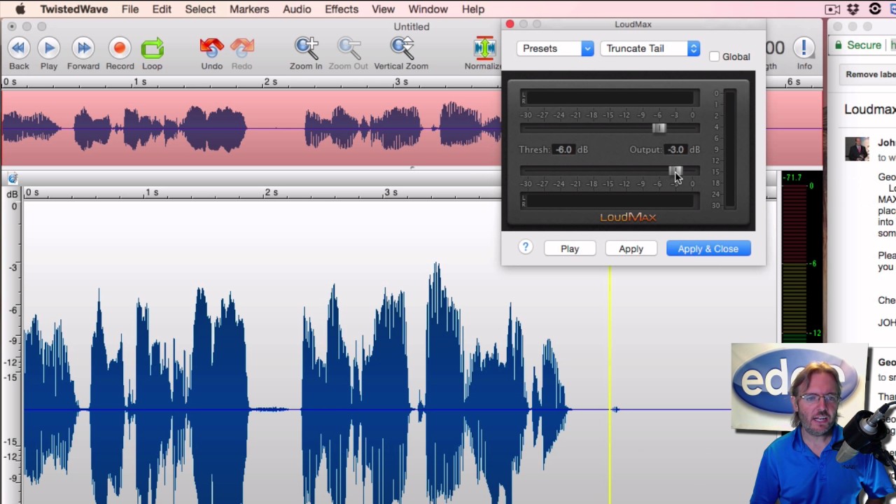 Edge Studio's Whittam's World - WW97: Installing plugins for TwistedWave: LoudMax