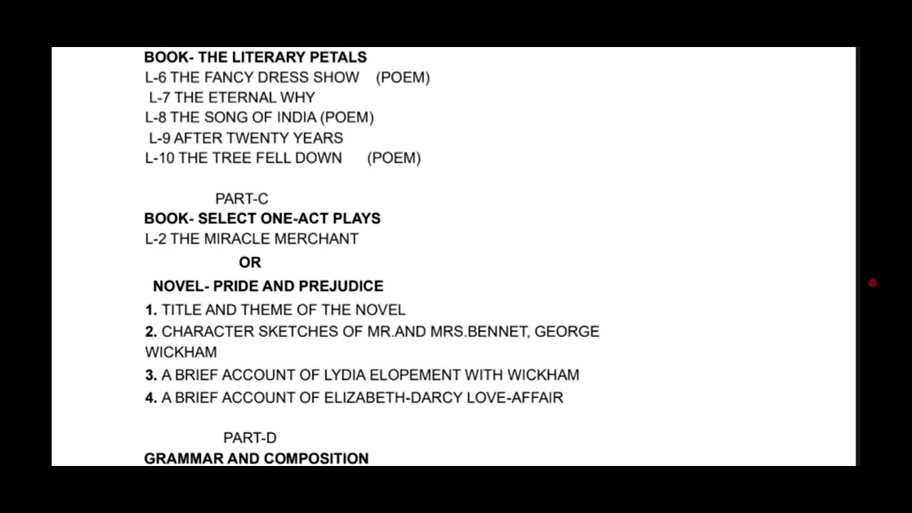 Half yearly syllable (Term- 1) September Test for Class +2 English literature (PSEB).