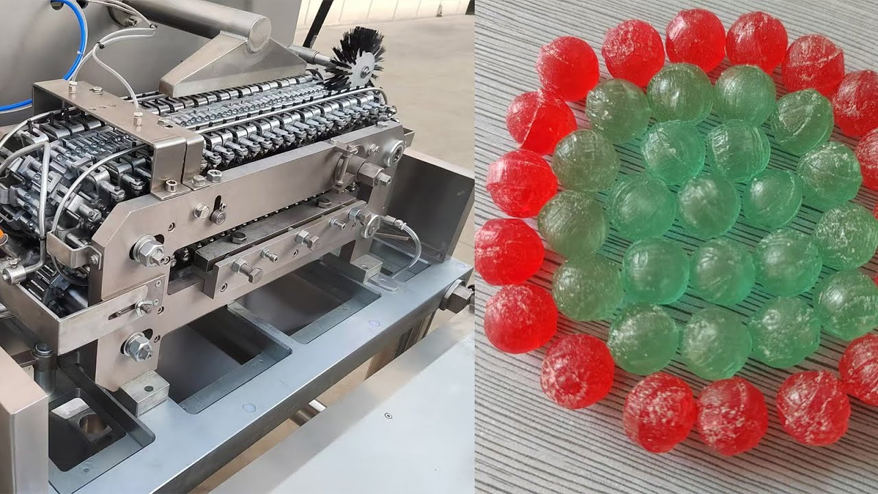 12mm Hard candy balls chain die forming machine running, hard candy ball producing process