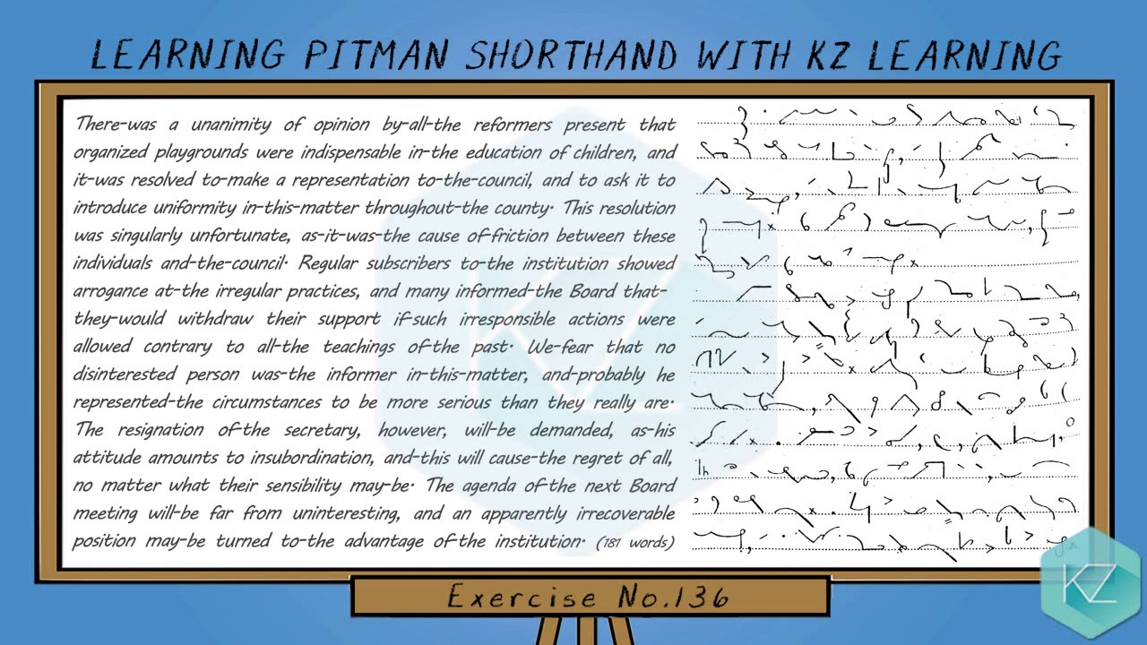 Exercise No.136 @ 60 WPM - Pitman Shorthand Dictation - KZ Learning