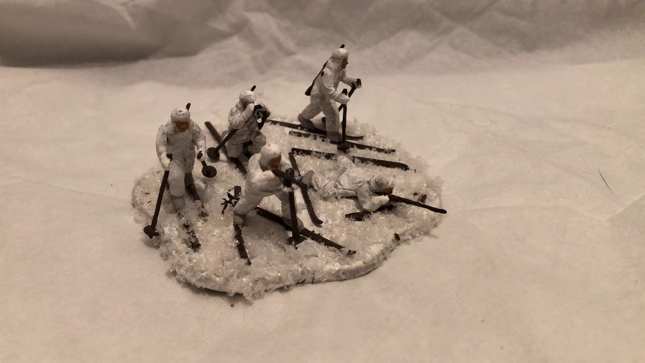 ❄️❄️⛷1/72 scale WW2 Russian Snow Ski Troops💥Built, painted model on Winter snow diorama terrain