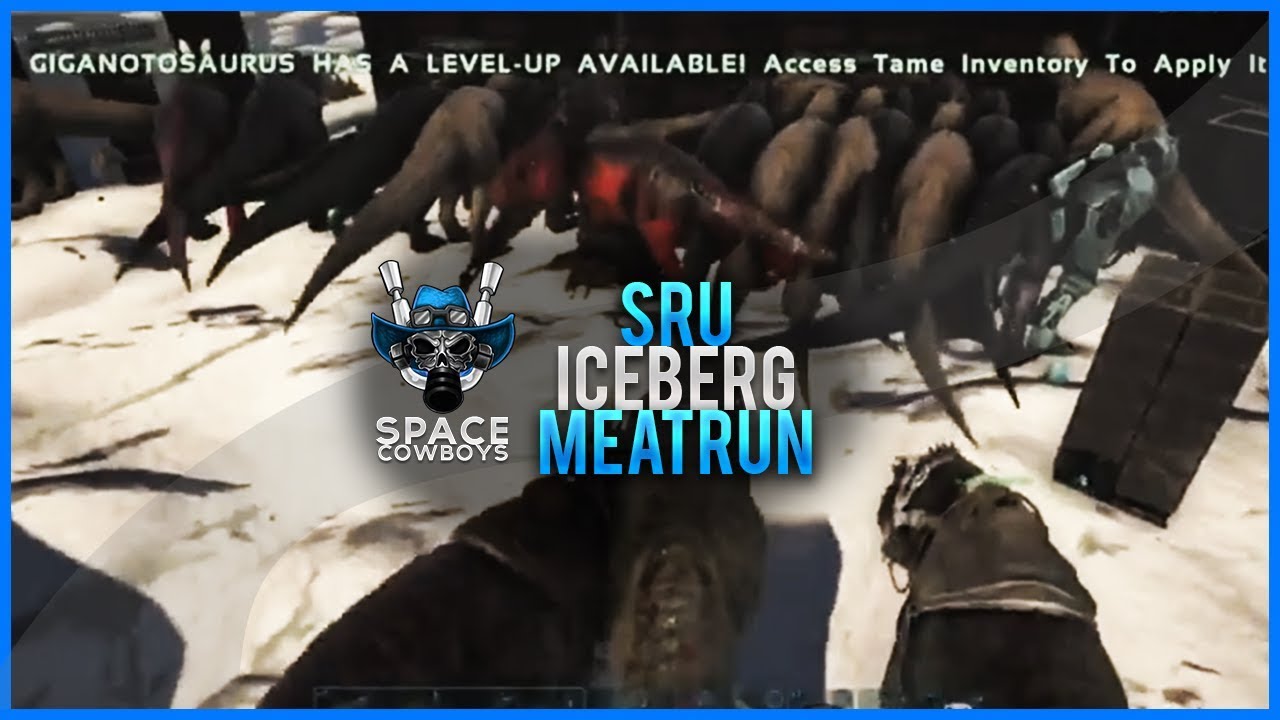 ARK PS4 PVP - Huge Meatrun on SRU iceberg - SPACE COWBOYS