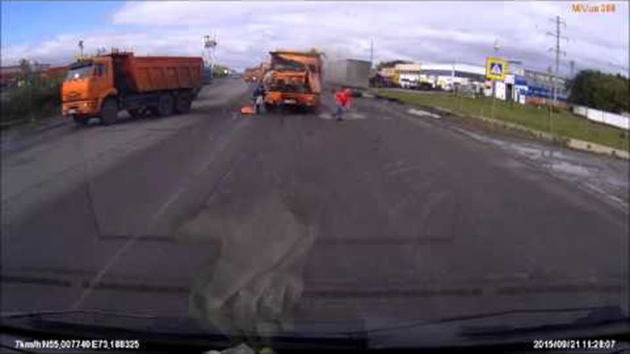 Reckless Truck Driver Causes Accident At Pedestrian Crossing || ViralHog